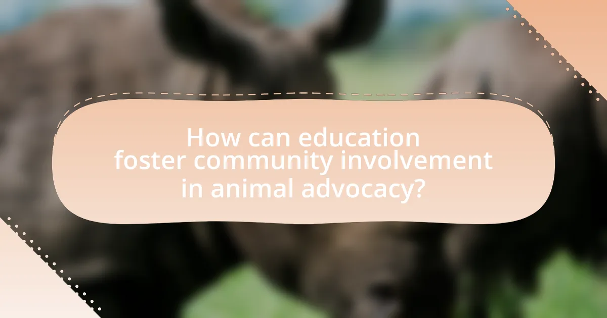 How can education foster community involvement in animal advocacy?