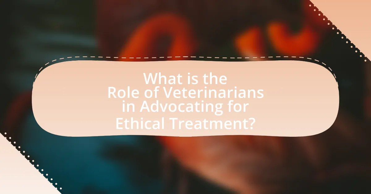 What is the Role of Veterinarians in Advocating for Ethical Treatment?